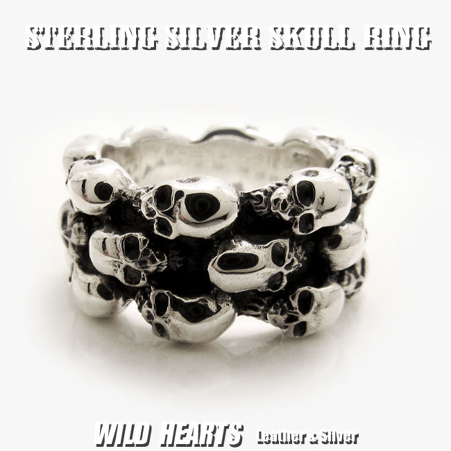 クリックポストのみ送料無料  メンズシルバーリング スカルリング 指輪 シルバー925 髑髏 スカル STERLING SILVER RING Silver925 Skull Ring WILD HEARTS Leather&Silver (ID sr0776r61)