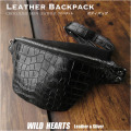 クロコダイル ワニ革 ボディバッグ 斜めがけ ブラック／黒 メンズ／レディース ウエストバッグ Crocodile Skin Leather Backpack Black WILD HEARTS Leather&Silver (ID bb285r12) za005