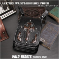 ３WAY ベルトポーチ ウエストポーチ シザーバッグ ショルダーポーチ レザー 本革 ヒップポーチ ストラップ付き WILD HEARTS Leather & Silver(ID wp0847r58)za025