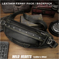 ボディバッグ ワンショルダー ウエストバッグ バックパック リュック レザー 本革 ブラック 黒 Leather Sling Chest Bag Backpack Unisex WILD HEARTS Leather&Silver (ID bb4470b36)
