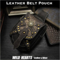 レザー　ウエストポーチ　ヒップバッグ　メディスンバッグ　パイソン柄/牛革 Genuine Cowhide  Leather Waist Pouch/Hip Bag/Pouch Belt/Medicine Bag Python WILD HEARTS leather&silver (ID wp0874r44)
