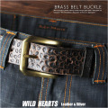 ベルト バックル 取り替え用 ベルト用バックル D型 カジュアル 40mm Belt Buckle Brass WILD HEARTS Leather&Silver (ID mb836r15)za013