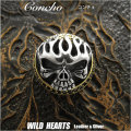 コンチョ　シルバー925　真鍮　スカル＆ファイアー　ドクロ Concho Skull&Fire  Sterling Silver 925&Brass WILD HEARTS Leather&Silver(ID cc3924)