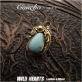 コンチョ　インディアンジュエリー　真鍮／ターコイズ　ナバホ族／インディアン　ネイティブスタイル Native American Style Concho Brass Turquoise WILD HEARTS Leather&Silver (ID cc3553)
