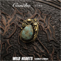ターコイズコンチョ ブラスコンチョ インディアンジュエリー 真鍮 ナバホ族 インディアン ネイティブスタイル Native American Style Concho Brass Turquoise WILD HEARTS Leather&Silver (ID cc4247)