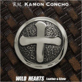 家紋コンチョ 島津義久 島津家 家紋 戦国武将 丸に十の字 メタル合金 ジャーマンシルバー  WILD HEARTS Leather & Silver (ID cc3902s)za008