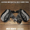 バイカー ウエストバッグ ヒップバッグ ライダース ツーリング用バッグ メンズ レディス レザー 本革 Genuine Leather Biker Belt Bag Pouch Fanny Pack WILD HEARTS leather&silver (ID wb0967r96)