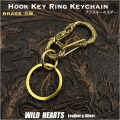 キーホルダー　キーフック  キーリング　ブラス　真鍮  Hook Key Ring Keychain Brass WILD HEARTS Leather&Silver(ID kh4027k5)