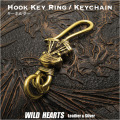 キーホルダー キーフック 真鍮 ハーレー パンヘッド エンジン Hook Key Ring Keychain Brass Harley-Engine Panhead WILD HEARTS Leather&Silver(ID kh3829k5)
