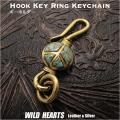 クリックポストのみ送料無料！ピースマーク キーホルダー キーチェーン キーフック 真鍮 ターコイズ Key Chain Holder Key Ring Peace Symbol Sign Love&Peace Brass Turquoise WILD HEARTS Leather&Silver(ID kh3035k11)