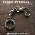 スカル／ドクロ キーフック キーホルダー シルバー 925 Skull Silver925 Key Chain Key holder WILD HEARTS Leather&Silver (ID kh4025k5)