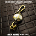 ピースマーク キーホルダー キーチェーン キーフック 真鍮 シェル Key Chain Holder Key Ring Peace Symbol Sign Love&Peace Brass shell WILD HEARTS Leather&Silver(ID kh340k5)