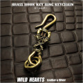 キーホルダー ウォレットチェーンホルダー 真鍮 キーフック  ピストル インディアンジュエリー Native American Brass key chain Gun Key Holder WILD HEARTS Leather&Silver (ID kh339k5)