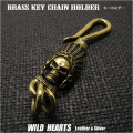 クリックポストで送料無料！ キーホルダー キーフック 真鍮 スカル ドクロ Hook Key Ring Keychain Brass Skull WILD HEARTS Leather&Silver(ID kh440k5)