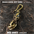 キーホルダー キーフック 真鍮 ターコイズ スカル ドクロ ブラス Hook Key Ring Keychain Brass Turquoise Skull WILD HEARTS Leather&Silver(ID kh341k5)za012