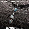 ペンダントトップ シルバーペンダント ターコイズフェザーペンダント ナバホスタイル シルバー925 トルコ石 天然石 Turqouise＆Feather Pendant Native American style WILD HEARTS Leather&Silver (ptop32-a5)za020