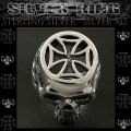 シルバーリング リング 指輪 アイアンクロス 十字架 スカル Sterling Silver Ring Cross Skull (sr0789r60)