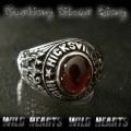 クリックポストのみ送料無料！カレッジリング シルバー925 ガーネット シルバーアクセサリー Class Ring championship ring Sterling silver garnet (ID trg0016)