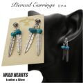 クリックポストのみ送料無料 ピアス シルバー925 ターコイズ フェザー・羽 イヤリング インディアンジュエリー Native American Style Sterling Silver Pierced Earrings Turquoise WILD HEARTS Leather & Silver(ID se2468)