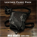 レザー　ウエストバッグ　レッグポーチ　ヒップバッグ　本革　自転車　バイク Genuine Leather Waist Bag Cowhide Leather Fanny Pack Black＆Dark Brown WILD HEARTS Leather&Silver (ID wb3650t26)