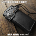 バイカーズ ライダースウォレット スカル／ドクロ ウォレット 本革 三つ折り 長財布 ハンドメイド Leather Biker Wallet WILD HEARTS Leather&Silver (ID lw1607)za025
