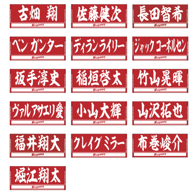 選手名フェイスタオル【RED】【16選手】