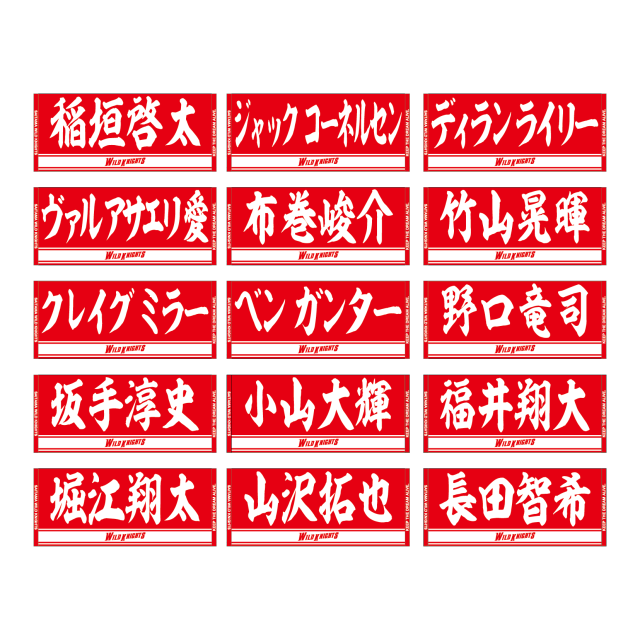 選手名フェイスタオル【RED】【16選手】