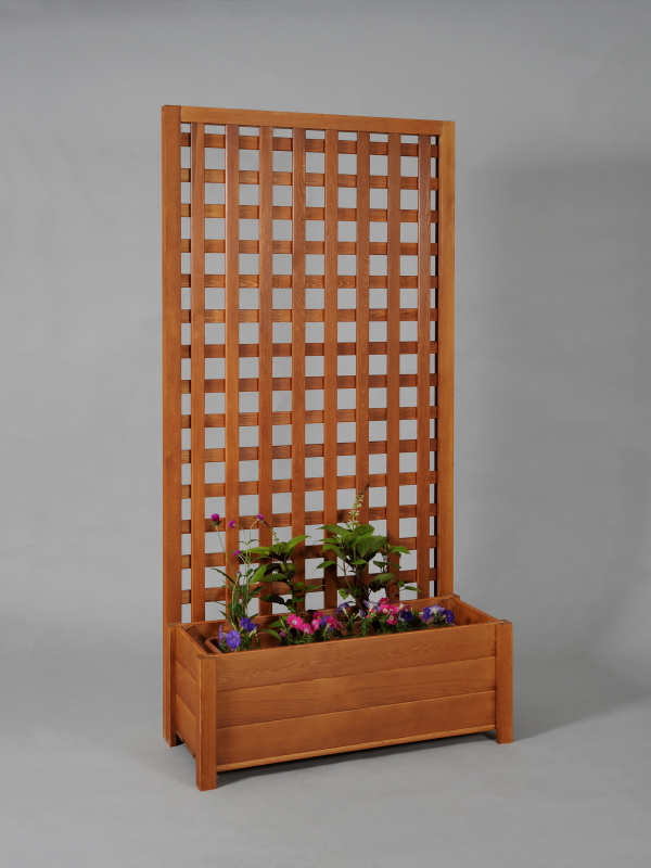 プランター付き・ラティスフェンス匠・チーク色