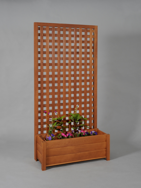 プランター付き・ラティスフェンス匠・チーク色