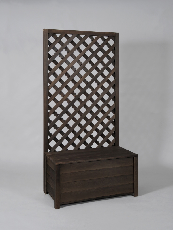 収納ボックス付き・ラティスフェンス匠・ブラウン