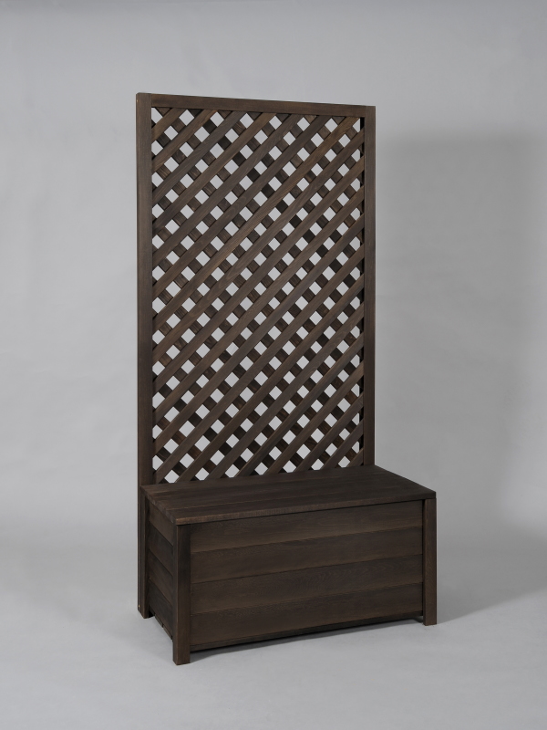 収納ボックス付き・ラティスフェンス匠・ブラウン