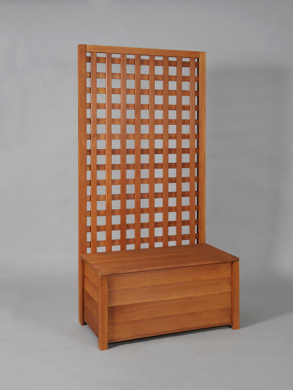 収納ボックス付き・ラティスフェンス匠・チーク色