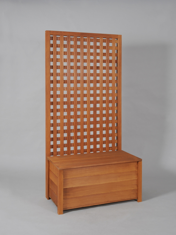 収納ボックス付き・ラティスフェンス匠・チーク色