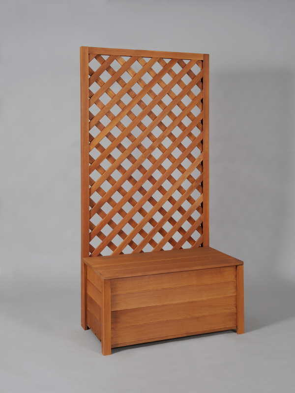 収納ボックス付き・ラティスフェンス匠・チーク色