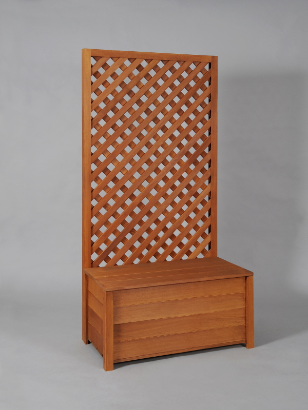 収納ボックス付き・ラティスフェンス匠・チーク色