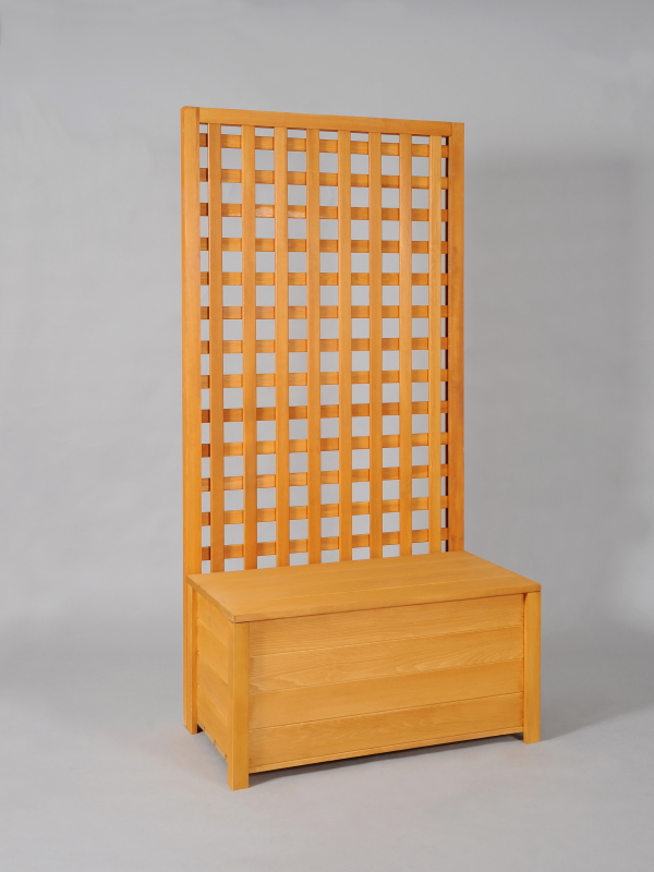 収納ボックス付き・ラティスフェンス匠・パイン色