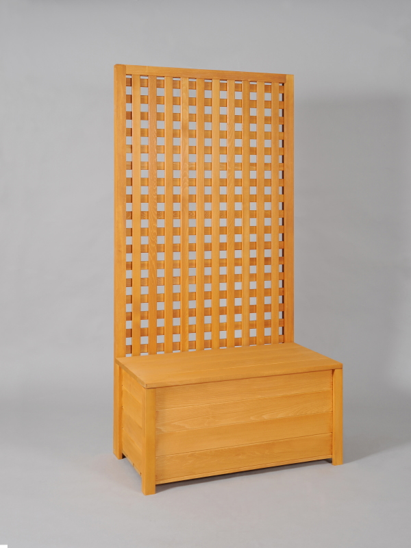 収納ボックス付き・ラティスフェンス匠・パイン色