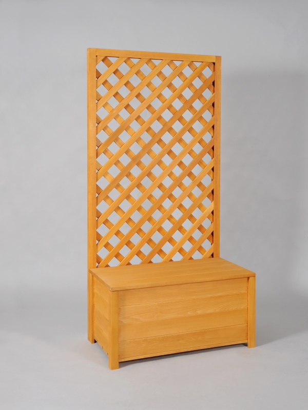 収納ボックス付き・ラティスフェンス匠・パイン色