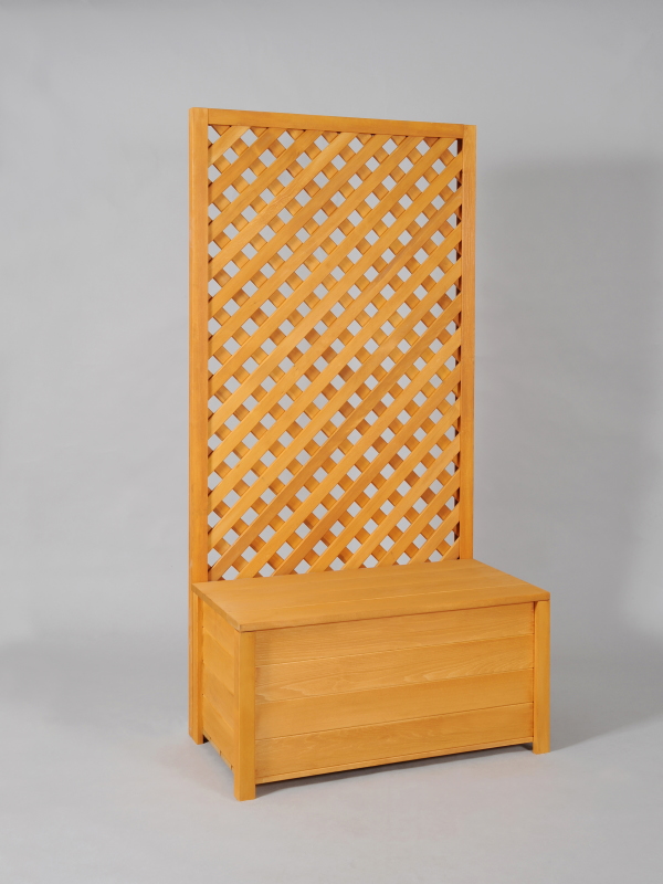 収納ボックス付き・ラティスフェンス匠・パイン色