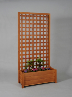 プランター付き・ラティスフェンス匠・チーク色