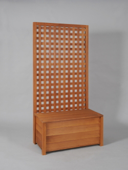 収納ボックス付き・ラティスフェンス匠・チーク色