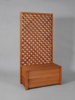 収納ボックス付き・ラティスフェンス匠・チーク色