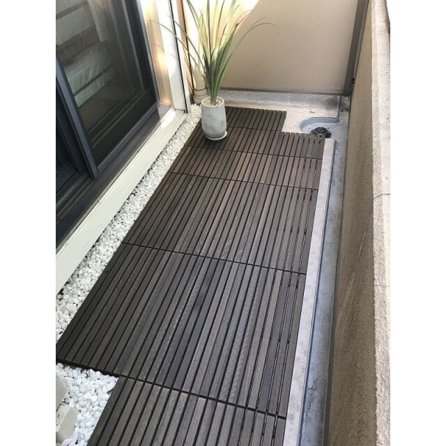 ウッドデッキマット（ベランダすのこ）天然木 ウッドデッキ匠 すのこデッキ 30cm×60cm×厚み4cm 6枚セット チーク色