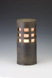 信楽焼ガーデンライト・千のあかり（モスグリーン）直径12.5cm×高さ29cm