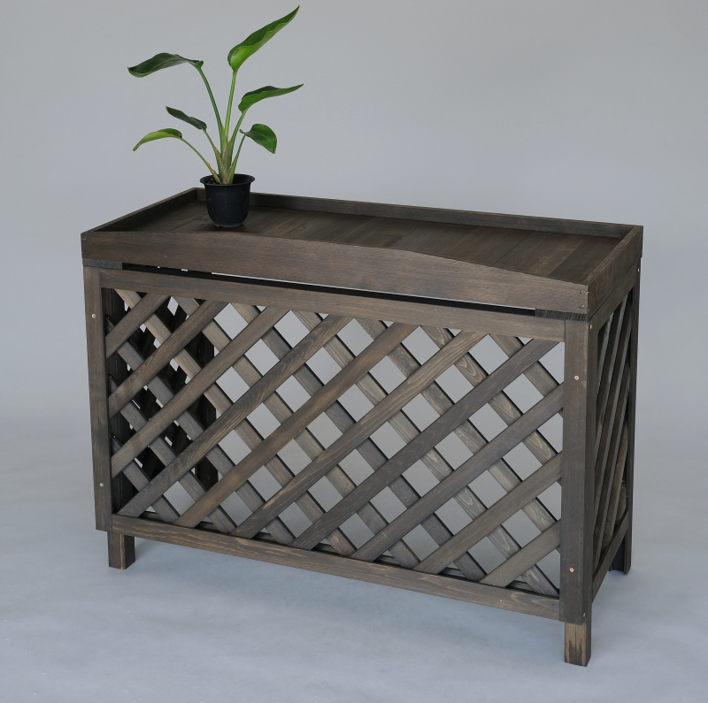 室外機カバー・ななめ格子・ブラウン