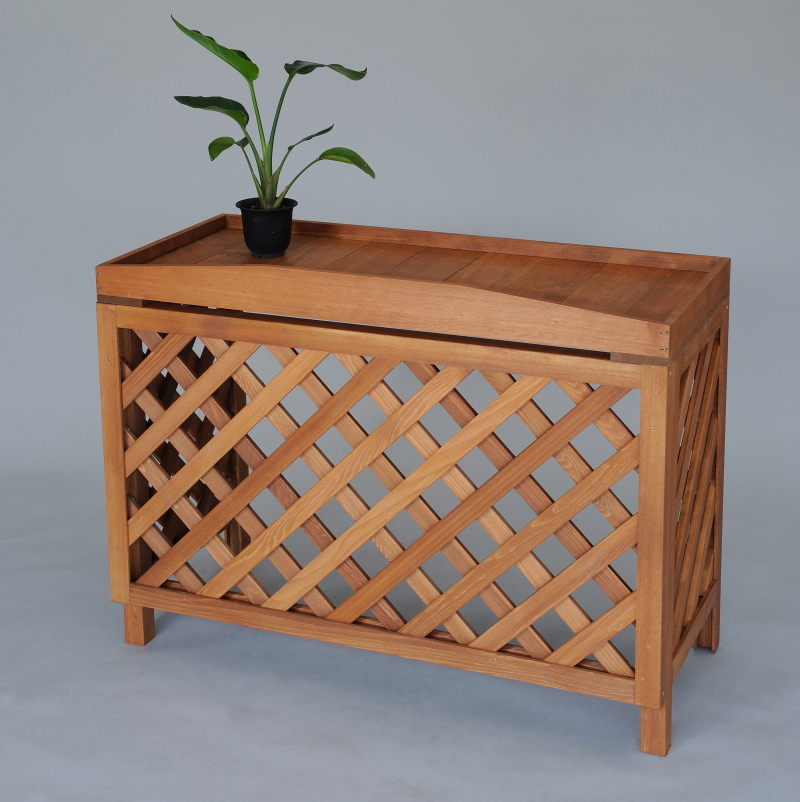 室外機カバー・ななめ格子・チーク