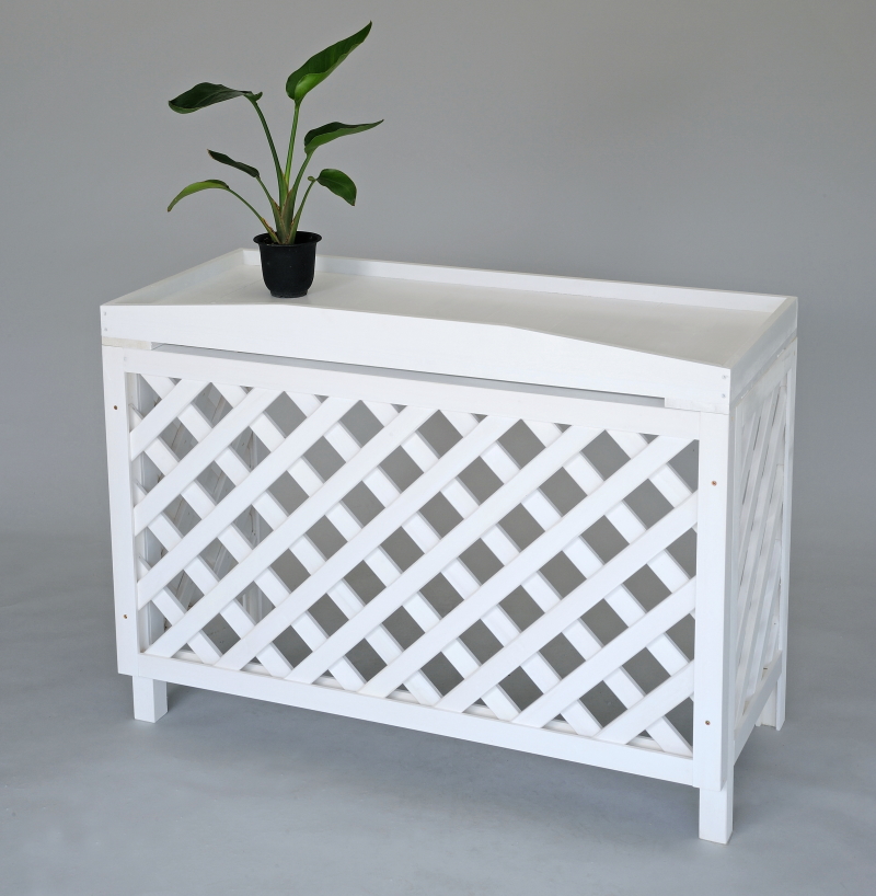 室外機カバー・ななめ格子・ホワイト