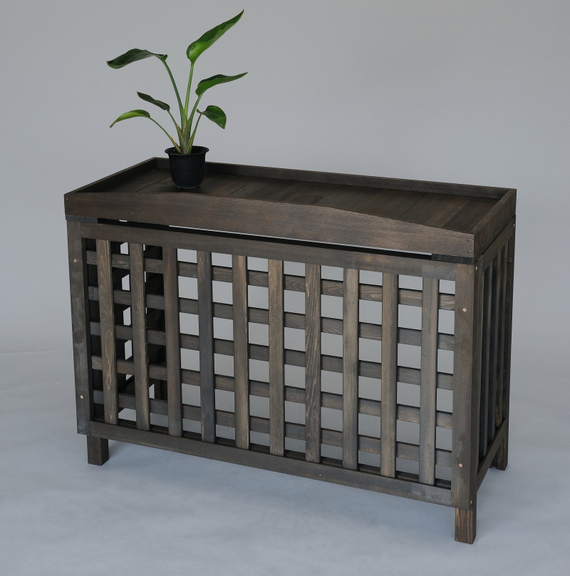 室外機カバー・縦横格子・ブラウン