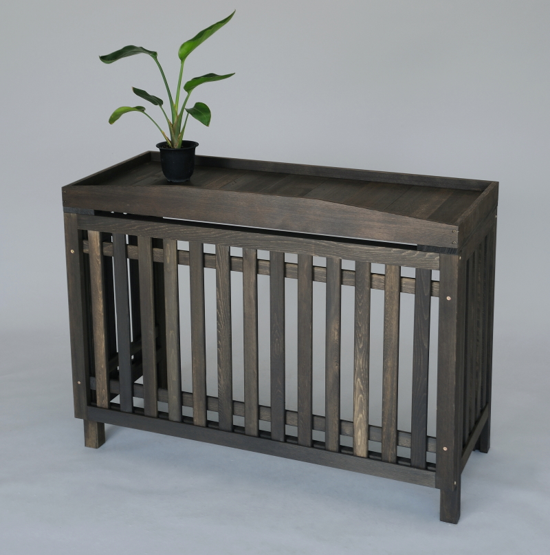 室外機カバー・たて格子・横ポイント・ブラウン