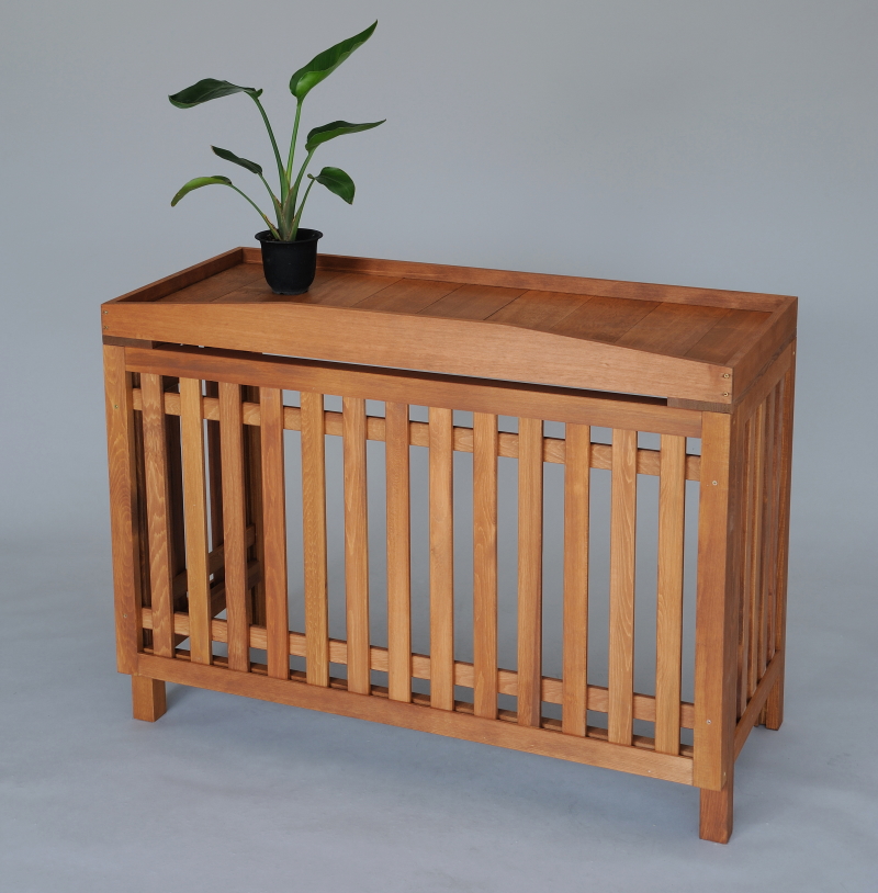 室外機カバー・たて格子・横ポイント・チーク